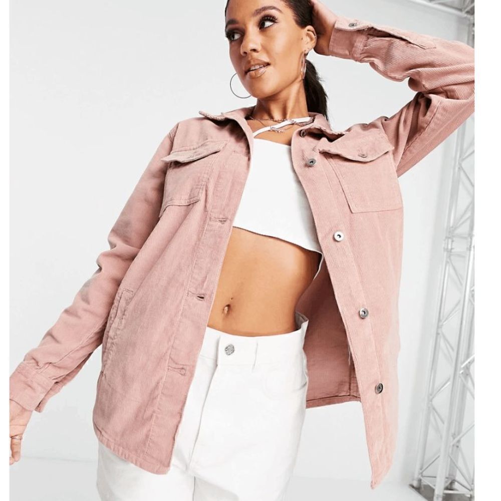 BRAVE SOUL Blake Shirt Jacket In Cord-pink M